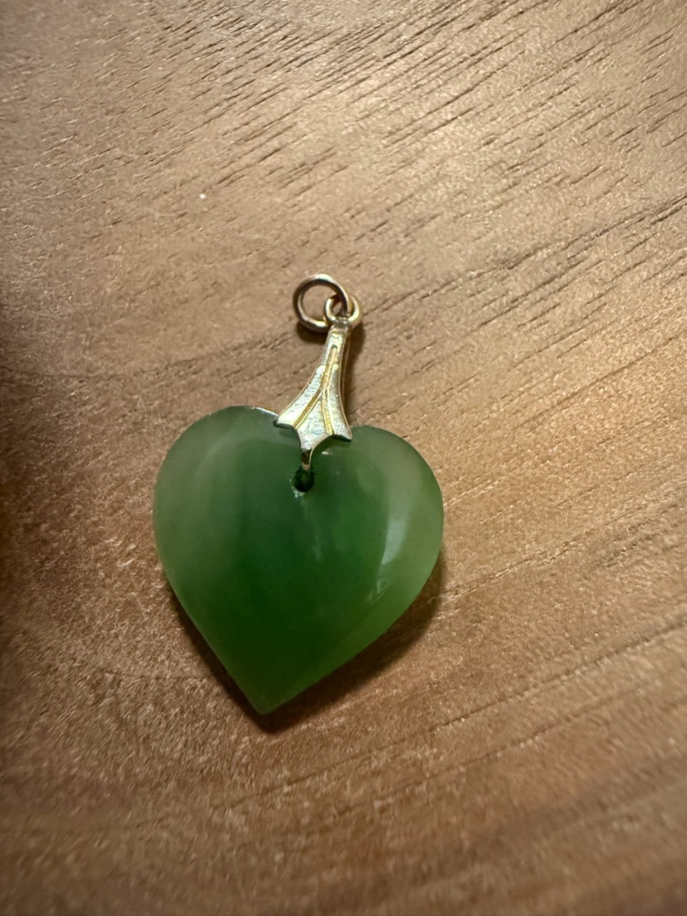 Green Heart Jade Pendant Necklace Charm - Unbranded